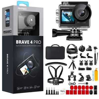 AKASO Brave 4 Pro Action Camera with 60 in 1 Accessories Kit