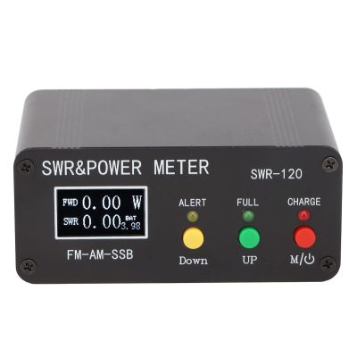 SWR Meter, Standing Wave Meter, 120W Power Meter SWR Meter Short Wave 1.8MHz50MHz 120W Digital Display FM AM CW SSB Meter, with Indicator, Black