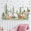 Amaonm 4 Sheet of 12x36 inch Giant Mountain Forest Tree Wall Decal Woodland Deer Bear Fox Birds Wall Stickers 3D DIY Peel and Stick Jungle Wild Animal Pine Wall Decor for Kids Boys Bedroom Playroom view 4