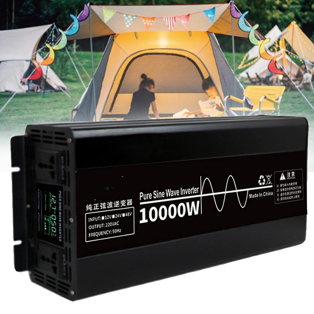 7000W 10000W Pure Sine Wave Inverter 12V/24V/48V DC to 110V/220V AC Car Power Inverter Voltage Converter for Power Tools,Camping and Car Accessories,10000W-24Vto220V