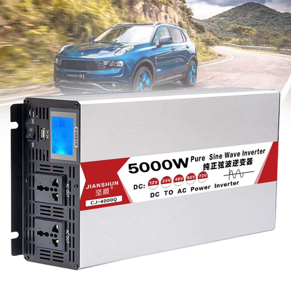 Pure Sine Wave Inverter 4000W 5000W 6000W 8000W 12V 24V 48V 60V DC to 110V/220V AC Car Inverter for Off-Grid Solar Converter RV Trucks,5000W-24Vto220V