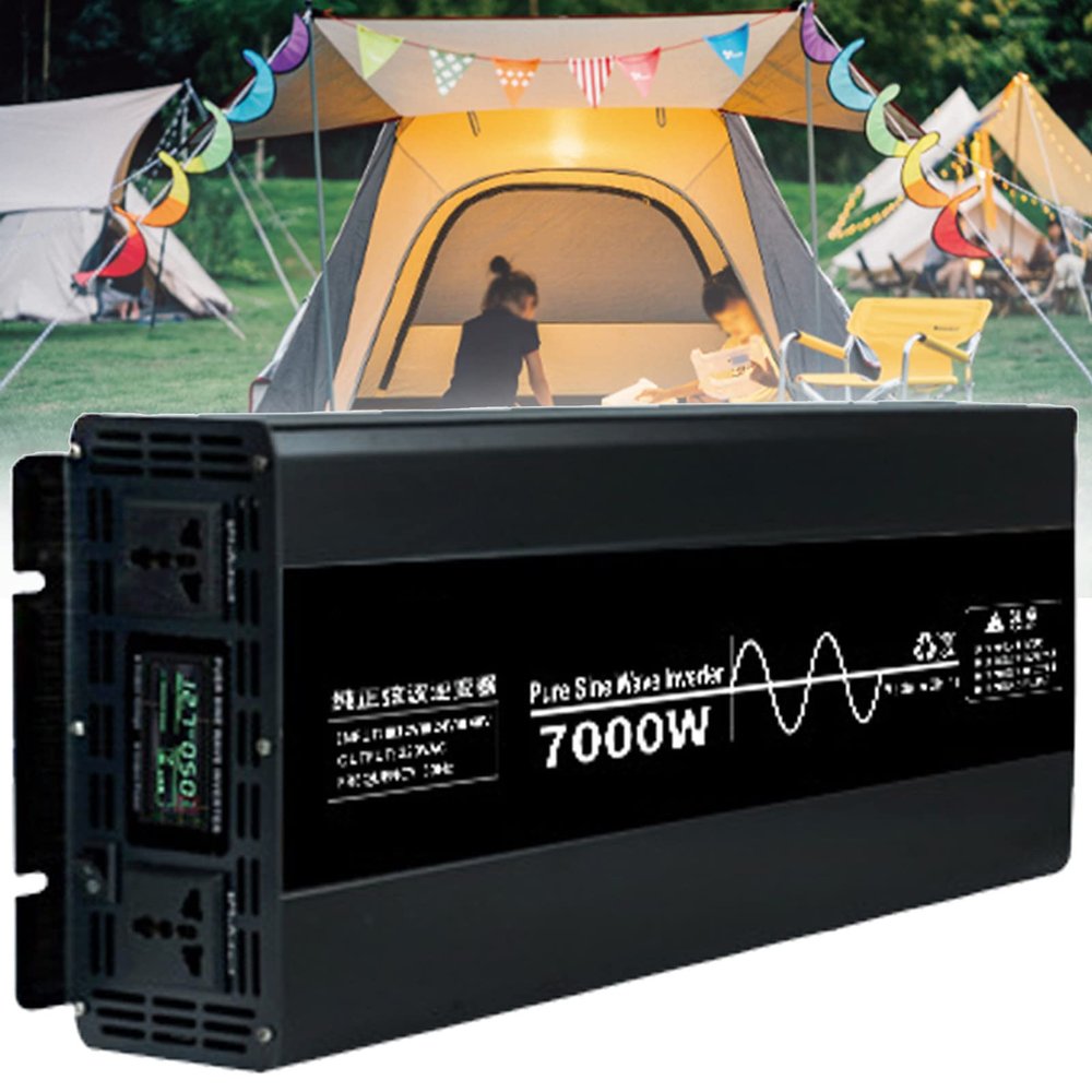 7000W 10000W Pure Sine Wave Inverter 12V/24V/48V DC to 110V/220V AC Car Power Inverter Voltage Converter for Power Tools,Camping and Car Accessories,7000W-12Vto110V