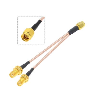Milkweed Multi-Purpose SMA Male to Dual RP-SMA/SMA Female Bulkhead Y Type Splitter Combiner WiFi Antenna Extension Cable RG316 Coax Pigtail Jumper (Color : SMA M to 2xSMA F)