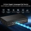 10 Port Gigabit POE Switch, 8 POE+ 1000Mbps, 2 Gigabit Uplink, IEEE802.3af/at, 120W Internal Power Supply, Metal Case Unmanaged Plug and Play Binardat Switch view 2