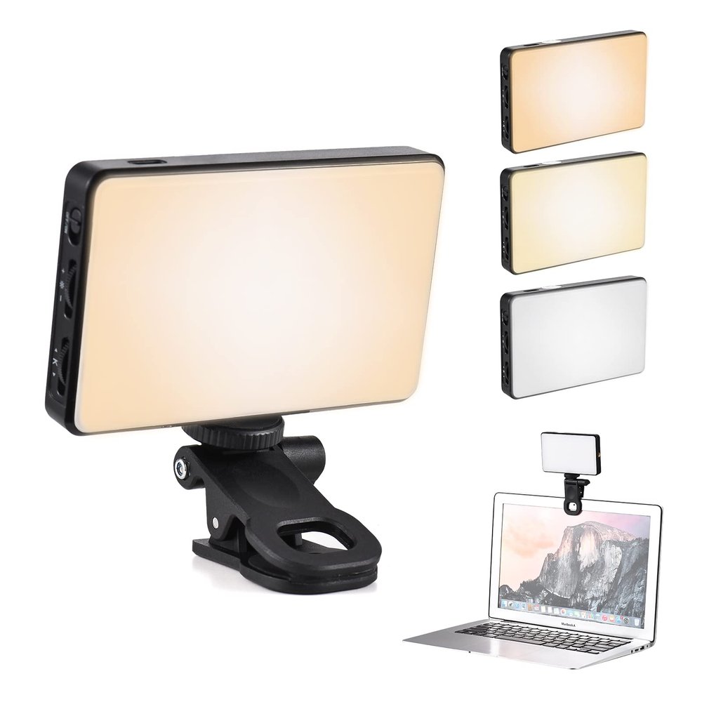 Andoer Pocket Clip-on LED Video Light Computer Tablet Mobile Phone Video Conference Light 2500K-9000K Dimmable Built-in Battery for Online Meeting Live Streaming Selfie