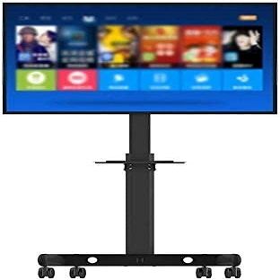 CIZGIM TV Stand Floor TV Stand Black Floor Trolley TV Stand, 32-60 Inch LCD TV with Wheel Rotation Adjustment Mounting Bracket with Tray TV Mount