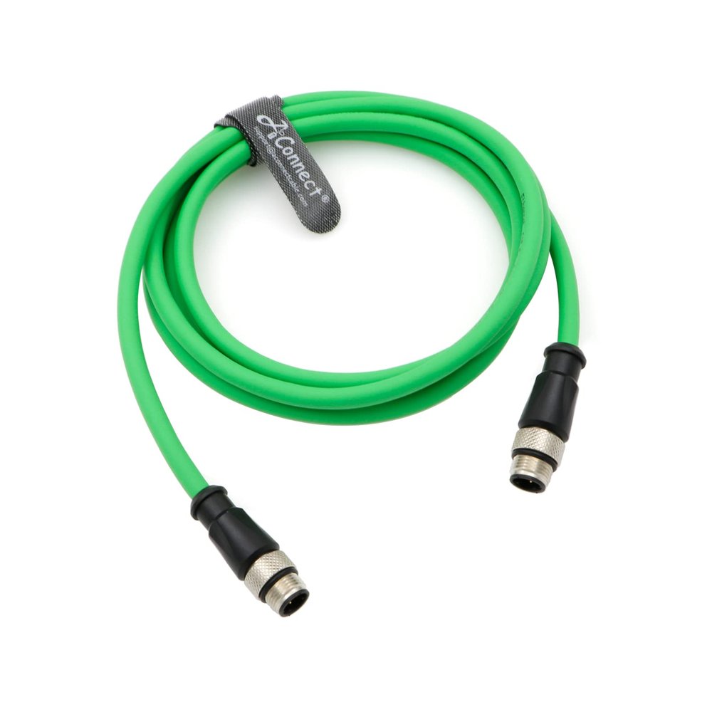 AConnect Shielded Flexible Ethernet Camera Cable M12 4Pin D-Code Male to 4Pin D-Code Male Cat5e Ethernet Waterproof Cable for Industrial Camera 2M/6.5Ft
