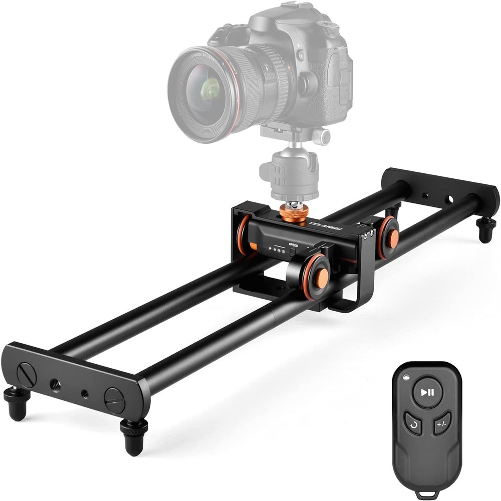 YLU Camera Dolly Motorized+Camera Slider Set, 3Speed Adjustable remoter Alloy Track Rail and Remote, for Camera Camcorder Smartphone, Up to 6.6lb (24/62cm)