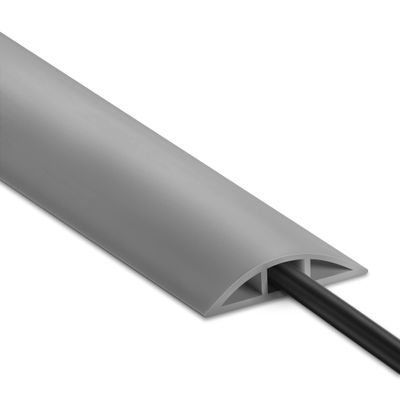4FT Cord Cover Floor, Grey Cord Hider Floor, Extension Cable Cover Power Cord Protector Floor, Cable Management Hide Cords on Floor- Soft PVC Wire Covers - Cord Cavity: 0.47" (W) x 0.24" (H)