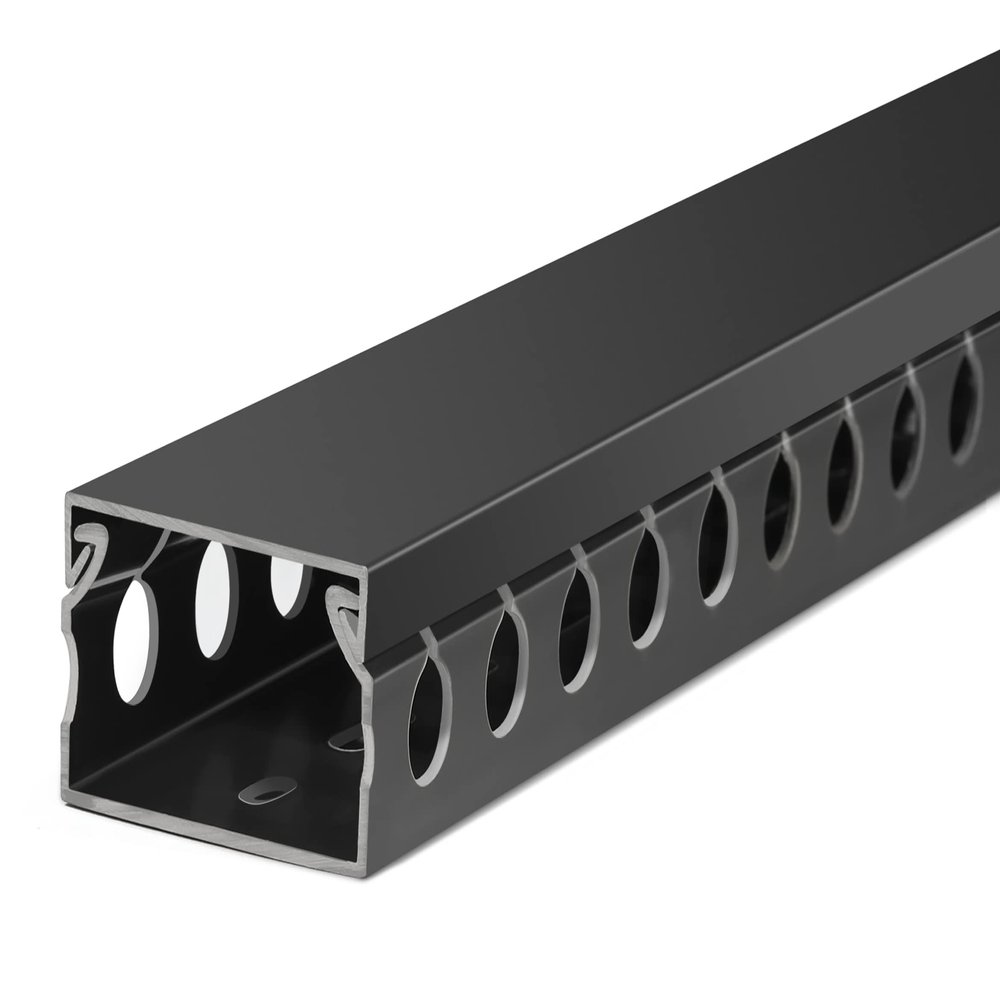 ZhiYo Cable Raceway 156in(4X L39in), Server Rack Cable Management Under Desk Cord Organizer, Electrical Safe PVC Cable Channel Open Slot Wire Raceway for Network/PC/TVs, Wire Duct H1 x W1.6in Black