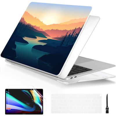 Batianda Design Case for M1 MacBook Air 13 Inch Model A2337 M1 A2179 A1932 2021 2020 2019 Release,3D Painted Landscape Series Hard Shell with Keyboard Cover & Screen Protector, Dawn