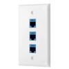 Ethernet Cat 6 Keystone Female to Female Wall Plate in White (3 Port) view 1