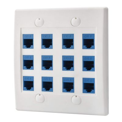 Ethernet Cat 6 Keystone Female to Female Wall Plate in White (12 Port)