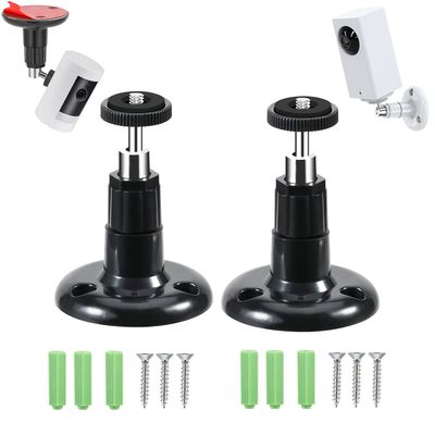 AlfaView 2pcs Wall Mount Bracket for Universal Security Camera with 1/4" Screw Connector, 360 Adjustable CCTV Camera Mounting Brackets for Surveillance Camera with 2 Installation Ways (Black)