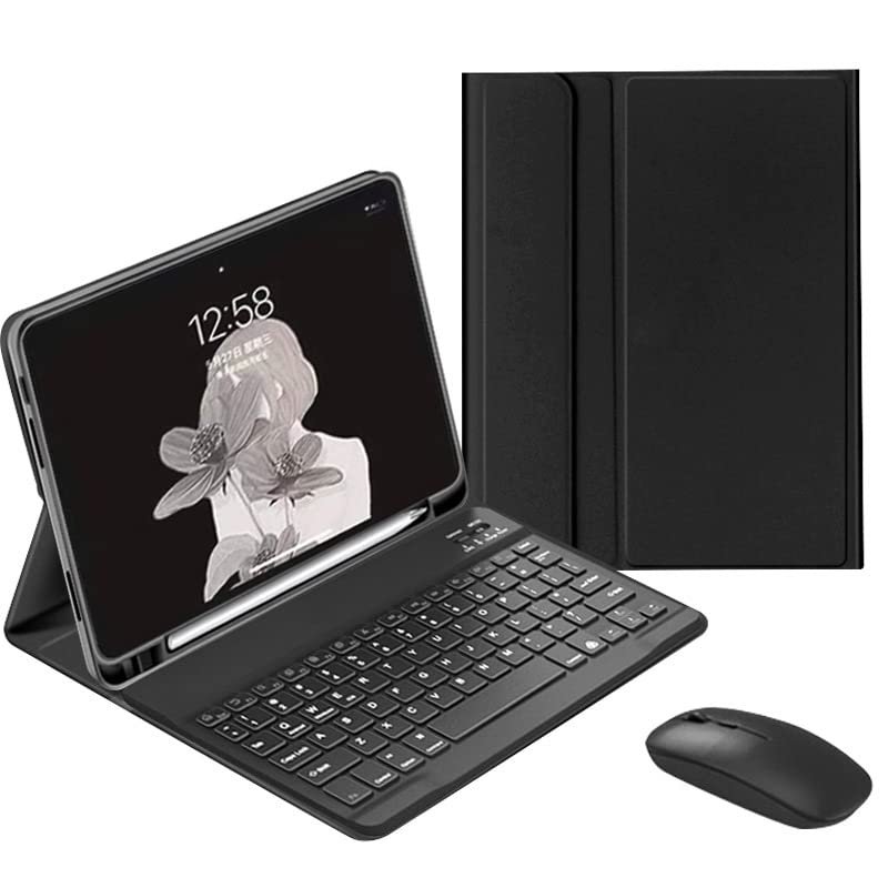 QYiiD Keyboard Case for Galaxy Tab A7 10.4 Inch 2022/2020 Model (SM-T500/T503/T505/T507/T509), Slim Lightweight Stand Cover with Magnetically Detachable Wireless Bluetooth Color Keyboard, Black