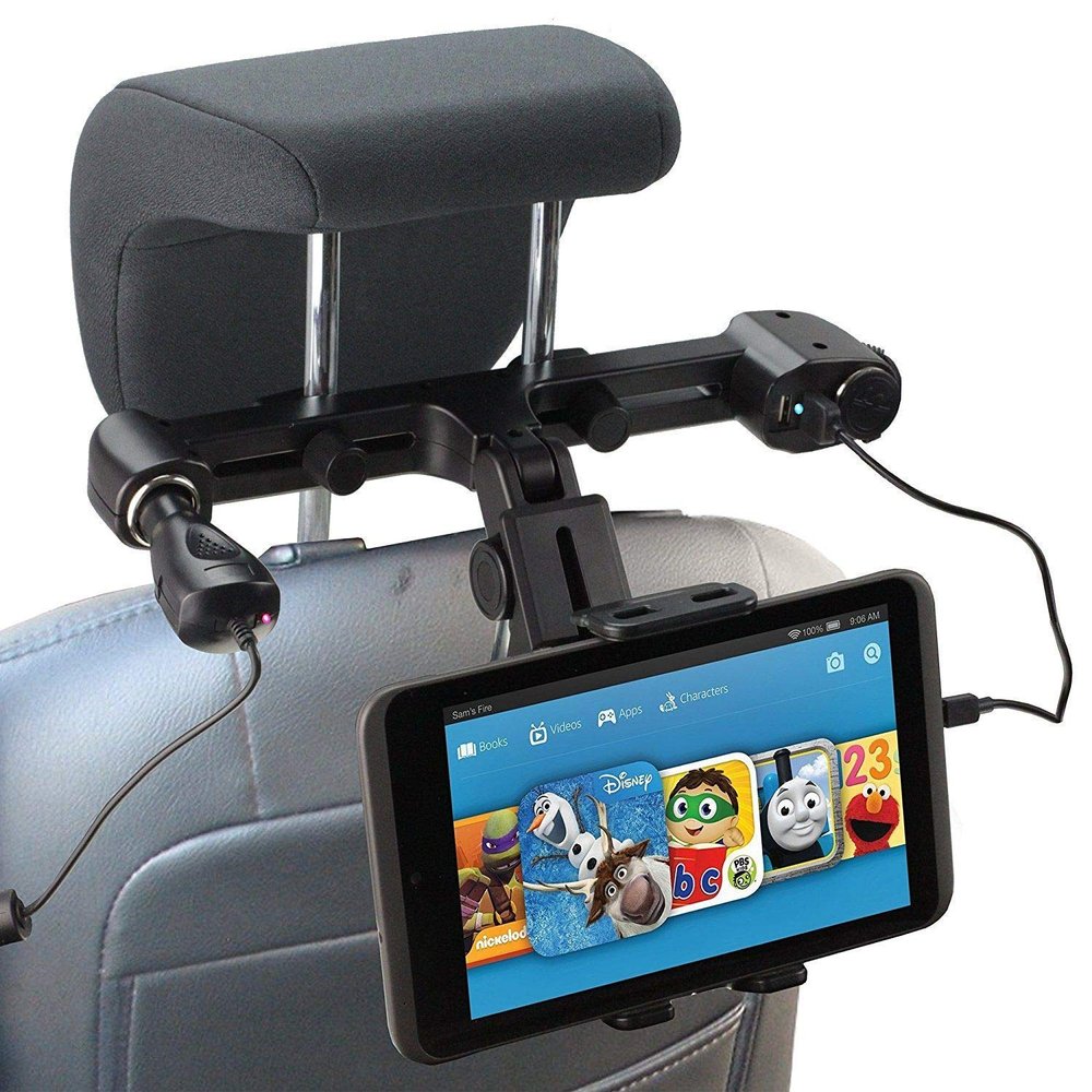 Navitech USB Port 4.2A Headrest Mount with Integrated Car Charger Compatible with XCX 10.1" Tablet