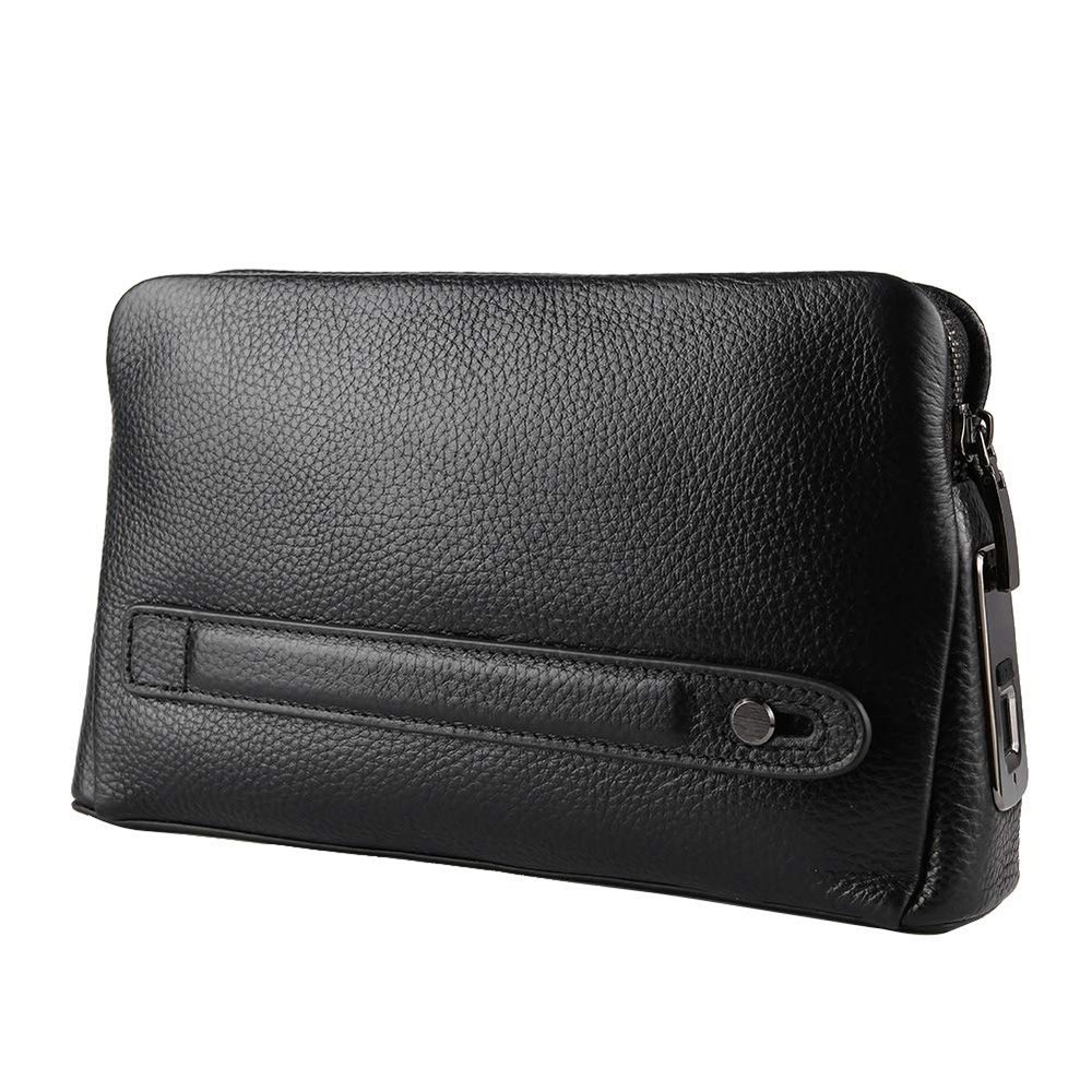 SUNGOOYUE Smart Fingerprint Wallet, Biometric Security Lock Luxury Leather Mens Zipper Design with Type-C Charging 10-Fingerprint Storage for Travel Daily Use