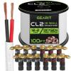 GEARit 100ft 12 AWG CL2 White Speaker Wire & 12 Rt Angle Banana view 1