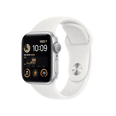 Apple Watch SE (2nd Gen) (GPS, 40mm) - Silver Aluminum Case with White Sport Band, S/M (Renewed)