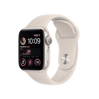 Apple Watch SE (2nd Gen) (GPS, 40mm) - Starlight Aluminum Case with Starlight Sport Band, M/L (Renewed)