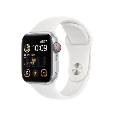 Apple Watch SE (2nd Gen) (GPS + Cellular, 40mm) - Silver Aluminum Case with White Sport Band, S/M (Renewed)