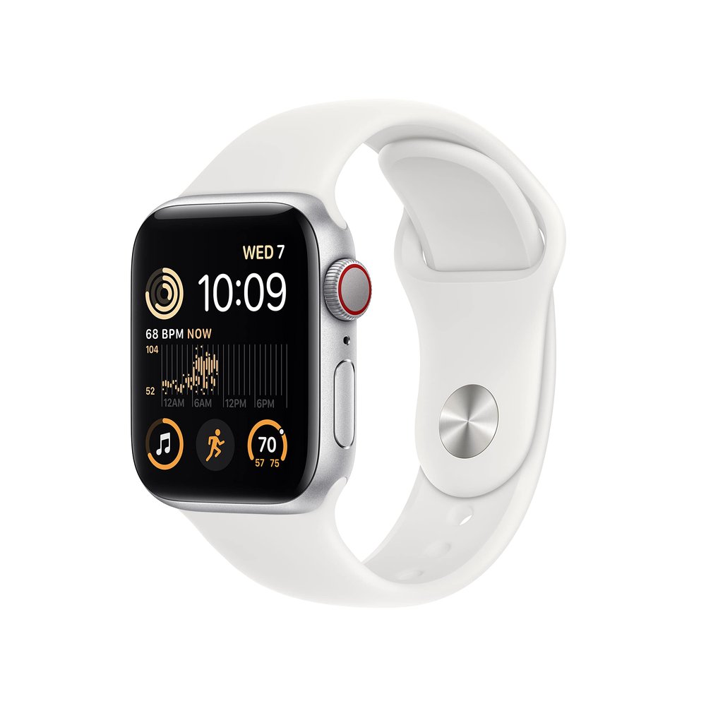 Apple Watch SE (2nd Gen) (GPS + Cellular, 40mm) - Silver Aluminum Case with White Sport Band, S/M (Renewed)