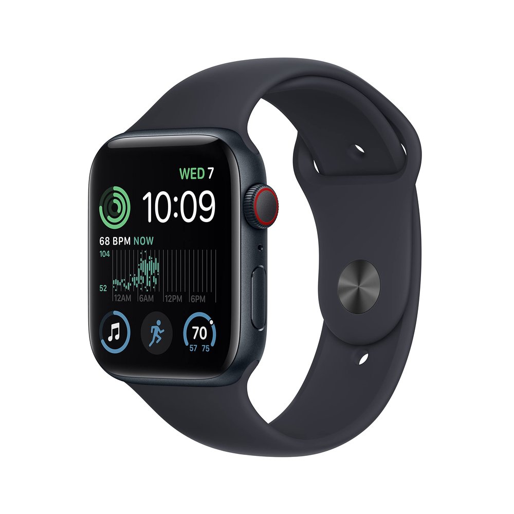 Apple Watch SE (2nd Gen) (GPS + Cellular, 44mm) - Midnight Aluminum Case with Midnight Sport Band, S/M (Renewed)