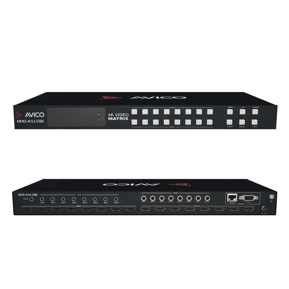 Avico 8x8 Video Matrix Switcher HDMI 2.0 | ARC | 4K & 1080 Together | HDR | Dolby Vision | Downscaling | Web GUI | Switcher | Splitter | Home Assistant