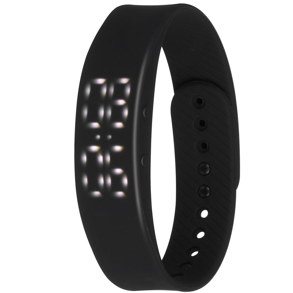 Mikikit Mens Wrist Wristwatch Bracelet Men Silicone Simple Sport Digital Watch Adjustable Smartwatch Mens Watches for Strap LED Black Electronic Digital Alarm Clock