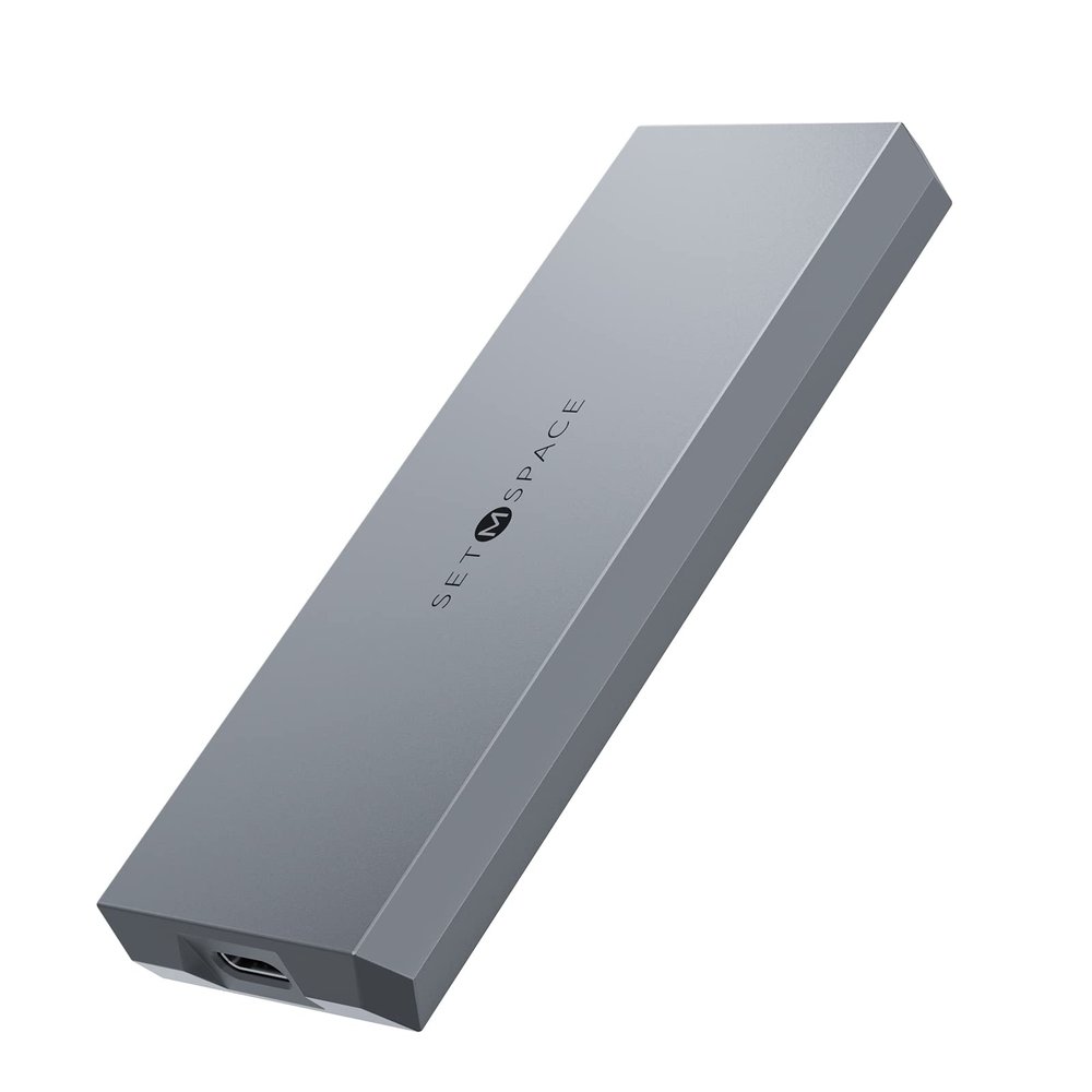 NVME Enclosure ['Tough Guy' Quality] 10 Gbps NVME & SATA, Solid Aluminium Alloy Case for M-Key SSD, SETMSPACE Screw Fixed M.2 Enclosure with USB C/A Cable, SSD Enclosure for 2230/2242/2260/2280-Grey