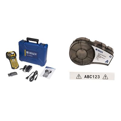 Brady M210 Portable Label Printer Kit (M210-KIT) and Brady Authentic Vinyl Label Roll for Indoor/Outdoor Use