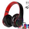 Bluetooth Headphones LED Lights, Colorful Wireless Over Ear Headset for Kids, Built-in Mic, HIFI Stereo Foldable Lightweight Wired Headphones, for Classroom, Home, Gift, Tablet, Adult, Game(Black) view 1