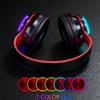 Bluetooth Headphones LED Lights, Colorful Wireless Over Ear Headset for Kids, Built-in Mic, HIFI Stereo Foldable Lightweight Wired Headphones, for Classroom, Home, Gift, Tablet, Adult, Game(Black) view 2