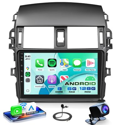 8 Core 6G+128G for Toyota Corolla 2009-2013 Android Car Stereo Carplay Android Auto, Rimoody 9 Inch for Corolla Radio GPS 4G-WiFi Bluetooth 5.0 FM/RDS DSP-36 Mirror Link Backup Camera