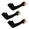Alomejor 3 Pair Arm Sleeves for Men Women Arm Cooling Sleeves with Thumb Hole for Outdoor Cycling Fishing Black view 1
