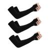 Alomejor 3 Pair Arm Sleeves for Men Women Arm Cooling Sleeves with Thumb Hole for Outdoor Cycling Fishing Black view 2