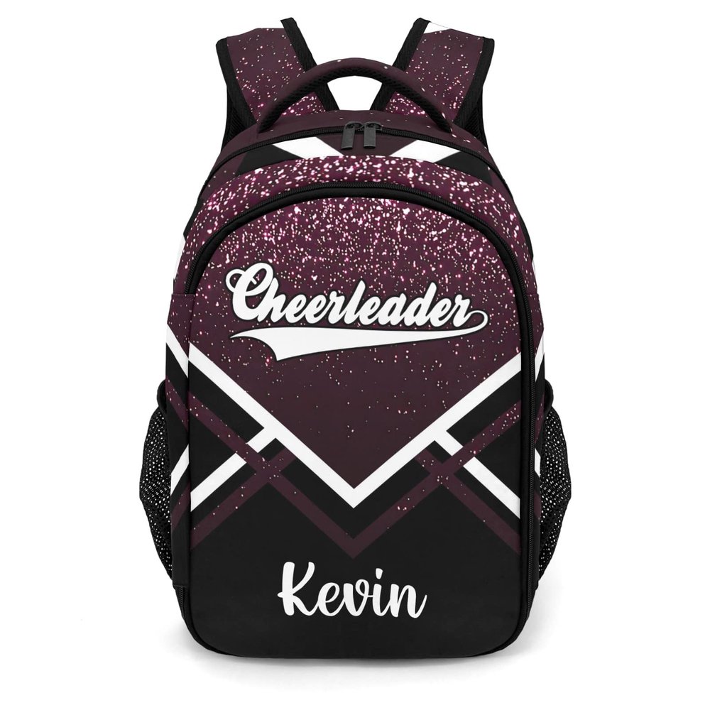XOZOTY Dark Red Cheerleader Cheer Backpack Personalized with Name for Men Women Shoulder Bag Laptop Bag Bookbag