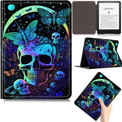 PU Leather Case for 6.8" Kindle Paperwhite (11th Gen 2021) & Kindle Paperwhite Signature Edition, Slim Lightweight Multi-Angle Stand Protective Cover with Auto Wake/Sleep, Skull and Butterfly