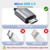 USB to Micro USB Adapter 2 Pack, Unidirectional Micro USB Male to USB Female 2.0 OTG On-The-Go Cable Converter, Nylon Braided, Aluminum Shells for S7 LG, Flash Drive, Mouse, Keyboard, Game Controller view 2