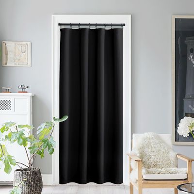 NICETOWN Blackout Window Door Shades, Room Darkening Curtains for French/Glass Door, Rod Pocket Functional Thermal Insulated Doorway Curtains, 54 x 80 Inches, Black, 1 PC