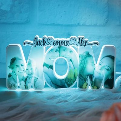 CDON Personalized 7 Colorful Photo and Name MOM Lamp Custom Picture Mama Acrylic Led Night Light,Mother's Day Gifts,Christmas Birthday Mother Her Wife (MOM-1),(SN230214MQJ24-LSUS)