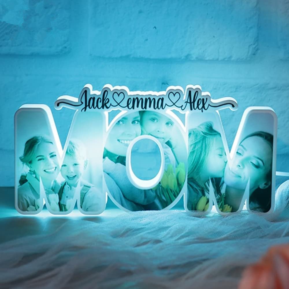 CDON Personalized 7 Colorful Photo and Name MOM Lamp Custom Picture Mama Acrylic Led Night Light,Mother's Day Gifts,Christmas Birthday Mother Her Wife (MOM-1),(SN230214MQJ24-LSUS)