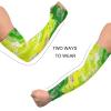 Dussdil Green Yellow Liquid Gardening Arm Sleeves Farm UV Sun Protection Cooling Arm Sleeves for Garden Farm Women Men with Thumb Hole view 4