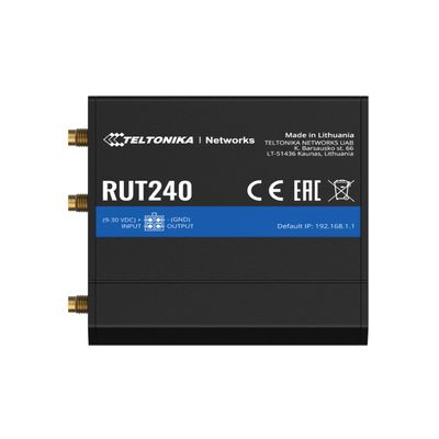 Teltonika RUT2400AU000 Model RUT240 Industrial Cellular Router, Black, for use with All US Carriers (ATT, T-Mobile, Bell, and Verizon), 4G, 3G and 2G Frequencies, WiFi, WAN and LAN Ports