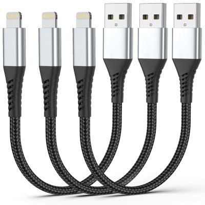 1FT Short iPhone Charging Cable, 3 Pack USB to Lightning Cable 1 Foot iPhone Charger Cord Fast Charging Braided for Apple iPhone 14 13 12 11 Pro Max Mini 10 8 7 Plus XR XS MAX SE iPad Air Mini (Black)
