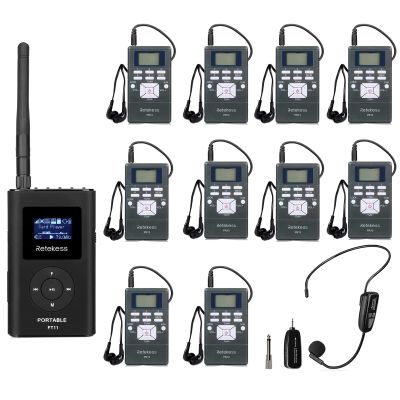 Retekess FT11 FM Transmitter, Rechargeable FM Radio Stereo Station, with TT123 Wireless Microphone and 10 PR13 FM Receiver for Drive-in Movie,Parking Lot