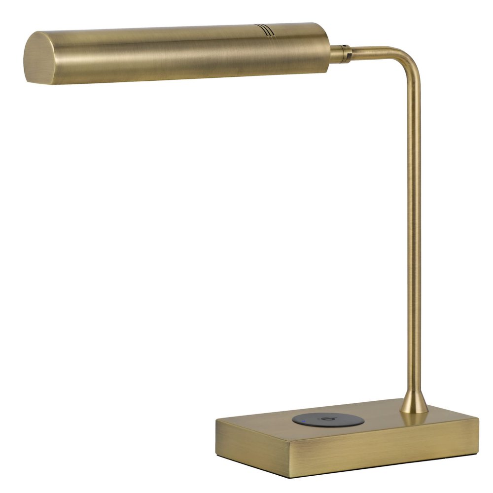 Cal Lighting BO-3133TB-AB Delray 12W Intergrated Led Metal Desk Lamp with Wireless Charging Port