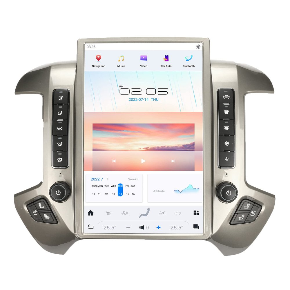 NAKEVICH 14.4 Inch Qualcomm Android 11 Car Radio for Chevrolet Silverado GMC Sierra 2014-2019 Stereo Replacement Tesla Style Dash 2K IPS Touch Screen Android Auto GPS Navigation Multimedia Play