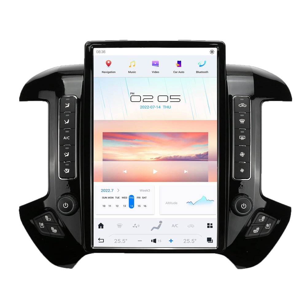 NAKEVICH 14.4 Inch Qualcomm Android 11 Car Radio for Chevrolet Silverado GMC Sierra 2014-2019 Stereo Replacement Tesla Style Dash 2K IPS Touch Screen Android Auto GPS Navigation Multimedia Play