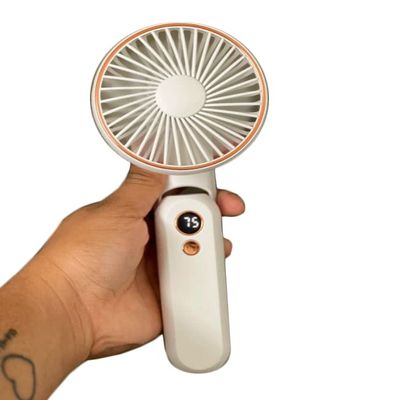 USB mini Wearable fan portable Rechargeable Electric Cooling hand held fans with digital display (Pink)